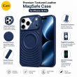 Textured Leather MagSafe Case for iPhone 15, iPhone 16, iPhone 17, iPhone 17 Pro &amp; iPhone 17 Pro Max | Premium Protective Cover &ndash; iPhone 18 Pro Dark Blue | iCare