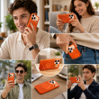 Textured Leather MagSafe Case for iPhone 15, iPhone 16, iPhone 17, iPhone 17 Pro &amp; iPhone 17 Pro Max | Premium Protective Cover &ndash; iPhone 18 Pro Orange | iCare