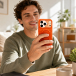 Textured Leather MagSafe Case for iPhone 15, iPhone 16, iPhone 17, iPhone 17 Pro &amp; iPhone 17 Pro Max | Premium Protective Cover &ndash; iPhone 18 Pro Orange | iCare