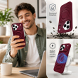 Textured Leather MagSafe Case for iPhone 15, iPhone 16, iPhone 17, iPhone 17 Pro &amp; iPhone 17 Pro Max | Premium Protective Cover &ndash; iPhone 18 ProMax Wine Red | iCare