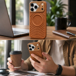 Textured Leather MagSafe Case for iPhone 15, iPhone 16, iPhone 17, iPhone 17 Pro &amp; iPhone 17 Pro Max | Premium Protective Cover &ndash; iPhone 18 ProMax Brown | iCare
