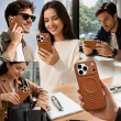 Textured Leather MagSafe Case for iPhone 15, iPhone 16, iPhone 17, iPhone 17 Pro &amp; iPhone 17 Pro Max | Premium Protective Cover &ndash; iPhone 18 ProMax Brown | iCare