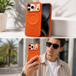 Textured Leather MagSafe Case for iPhone 15, iPhone 16, iPhone 17, iPhone 17 Pro &amp; iPhone 17 Pro Max | Premium Protective Cover &ndash; iPhone 18 ProMax Orange | iCare
