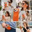 Textured Leather MagSafe Case for iPhone 15, iPhone 16, iPhone 17, iPhone 17 Pro &amp; iPhone 17 Pro Max | Premium Protective Cover &ndash; iPhone 18 ProMax Orange | iCare