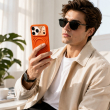 Textured Leather MagSafe Case for iPhone 15, iPhone 16, iPhone 17, iPhone 17 Pro &amp; iPhone 17 Pro Max | Premium Protective Cover &ndash; iPhone 18 ProMax Orange | iCare