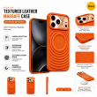 Textured Leather MagSafe Case for iPhone 15, iPhone 16, iPhone 17, iPhone 17 Pro &amp; iPhone 17 Pro Max | Premium Protective Cover &ndash; iPhone 18 ProMax Orange | iCare