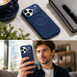 Textured Leather MagSafe Case for iPhone 15, iPhone 16, iPhone 17, iPhone 17 Pro &amp; iPhone 17 Pro Max | Premium Protective Cover &ndash; iPhone 18 ProMax Dark Blue | iCare