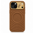Textured Leather MagSafe Case for iPhone 15, iPhone 16, iPhone 17, iPhone 17 Pro &amp; iPhone 17 Pro Max | Premium Protective Cover &ndash; iPhone 15 Brown | iCare