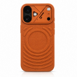 Textured Leather MagSafe Case for iPhone 15, iPhone 16, iPhone 17, iPhone 17 Pro &amp; iPhone 17 Pro Max | Premium Protective Cover &ndash; iPhone 17 Orange | iCare