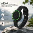AirTag Full Covered Wrist Strap &ndash; Universal Apple AirTag Protective Silicone Wrist Band with 360&deg; Protection &amp; Adjustable Fit &ndash; Black | iCare