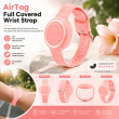 AirTag Full Covered Wrist Strap &ndash; Universal Apple AirTag Protective Silicone Wrist Band with 360&deg; Protection &amp; Adjustable Fit &ndash; Pink | iCare