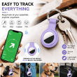 Apple AirTag Silicone Keychain Case, Soft Shockproof Protective Cover with Metal Key Ring for Keys, Bags &amp; Luggage &ndash; Purple | iCare