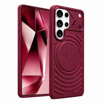 MagSafe Texture Case for Samsung S26 Ultra &amp; S25 Ultra | Shockproof Magnetic Mobile Accessories Cover &ndash; Samsung S26 Ultra Wine Red | iCare
